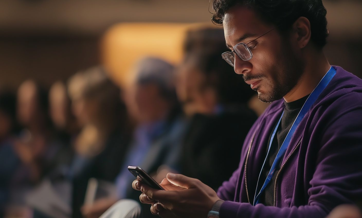Devices connected across the Jybe app, second screen, and webcast feeding one analytics view